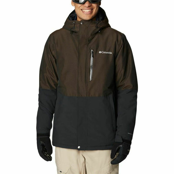 Men's Sports Jacket Columbia Winter District Black Brown Hood-0