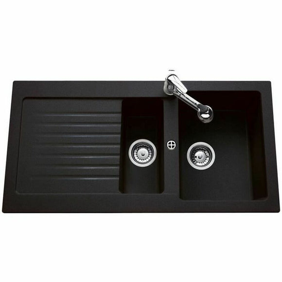 Sink with Two Basins and Drainer Ewi   100 x 50 cm-0