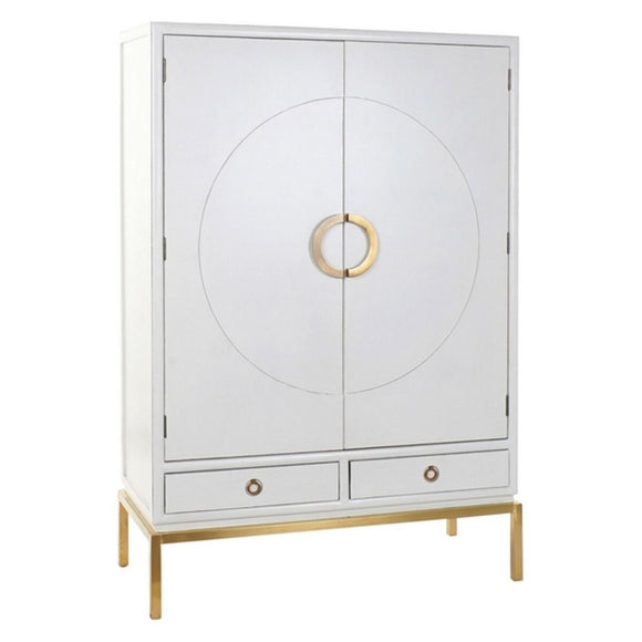 Cupboard DKD Home Decor White Golden Metal Poplar 120 x 50 x 175 cm-0