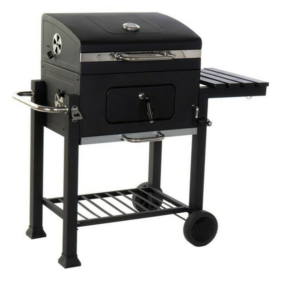 Coal Barbecue with Cover and Wheels DKD Home Decor Black Metal Steel 140 x 60 x 108 cm (140 x 60 x 108 cm)-0