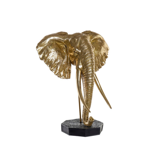 Decorative Figure DKD Home Decor Elephant Black Golden Metal Resin (60 x 36 x 73 cm)-0