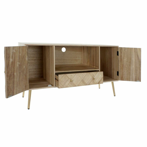 TV furniture DKD Home Decor 118 x 40 x 65 cm Metal Light brown Paolownia wood Pinewood-0