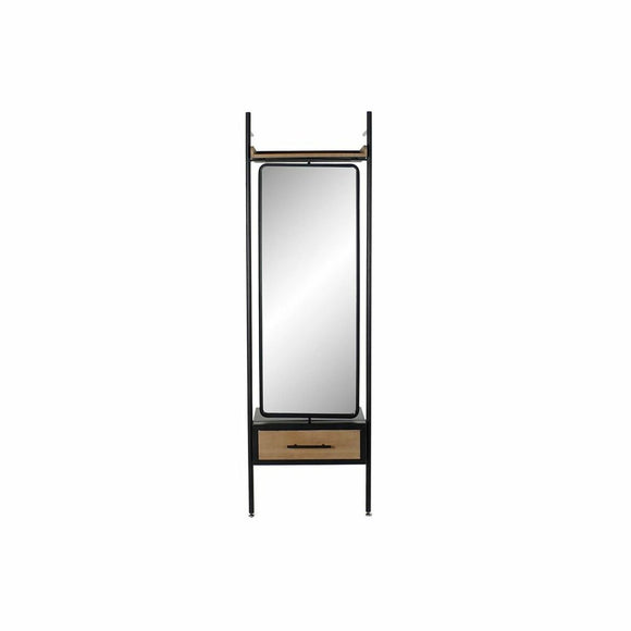 Free standing mirror DKD Home Decor Black Wood Metal Crystal (58 x 30 x 191 cm)-0