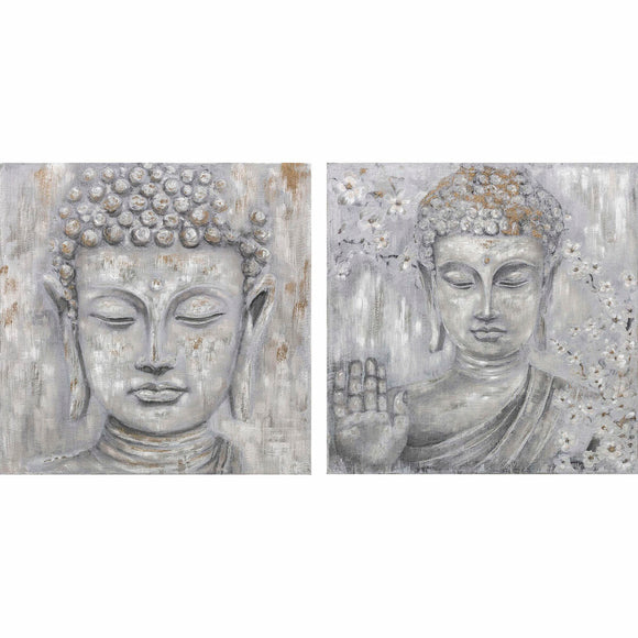 Painting DKD Home Decor 100 x 2,4 x 100 cm Buddha Oriental (2 Units)-0