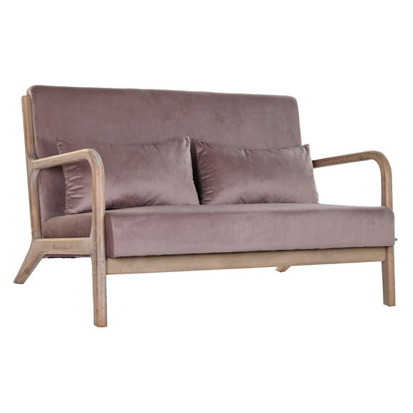 2-Seater Sofa DKD Home Decor Pink Linen Rubber wood Traditional (122 x 85 x 74 cm)-0