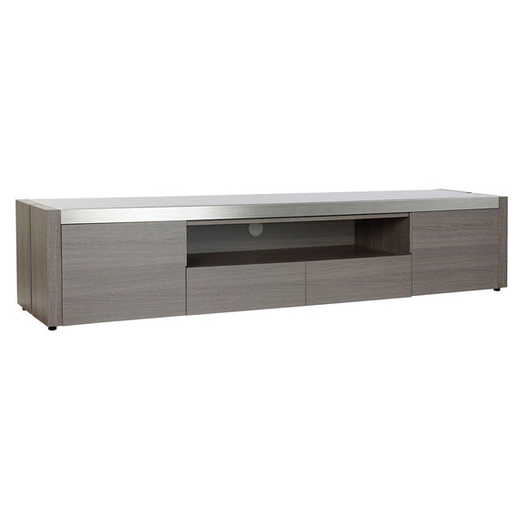 TV furniture DKD Home Decor Grey Aluminium Crystal Oak Tempered Glass 200 x 45 x 42 cm-0