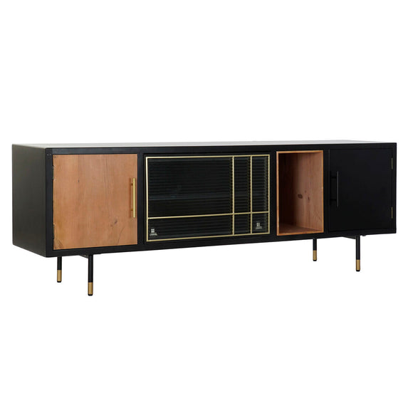 TV furniture DKD Home Decor Black Dark brown Crystal MDF Wood 166 x 40 x 55 cm-0