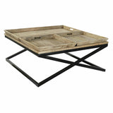 Centre Table DKD Home Decor Black Natural Wood Metal 120 x 120 x 55 cm-1