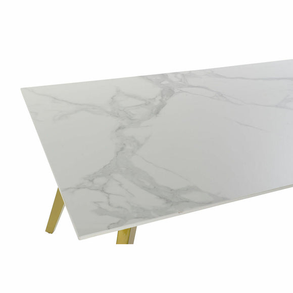 Dining Table DKD Home Decor Ceramic Golden Metal White 160 x 90 x 76 cm-0