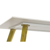 Dining Table DKD Home Decor Ceramic Golden Metal White 160 x 90 x 76 cm-2