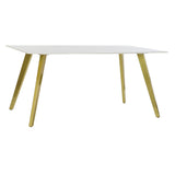 Dining Table DKD Home Decor Ceramic Golden Metal White 160 x 90 x 76 cm-3