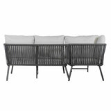 Garden sofa DKD Home Decor Black Metal Aluminium Rope 30 x 40 cm 192 x 163 x 86 cm-2