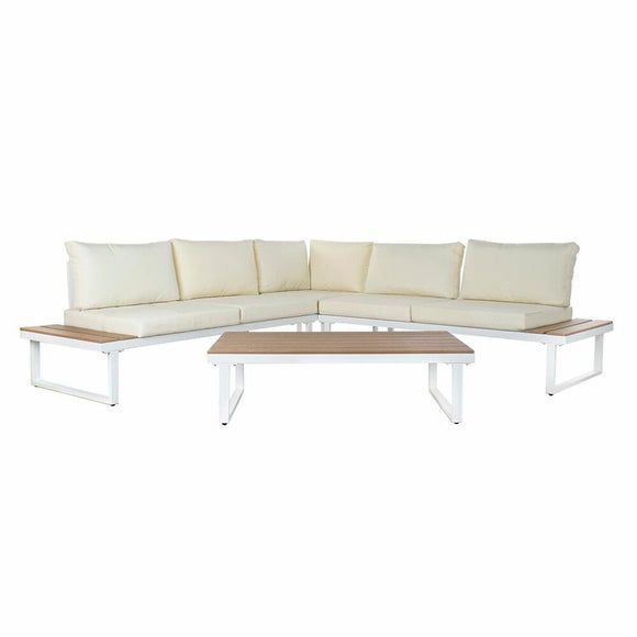 Garden sofa DKD Home Decor Beige Wood Polyester Steel (231 x 219 x 74 cm)-0