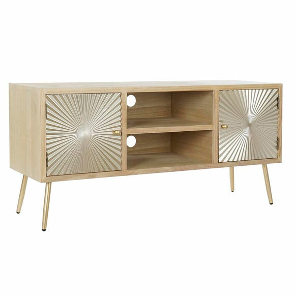 TV furniture DKD Home Decor 130 x 40 x 60 cm Fir Natural Golden Metal MDF Wood-0