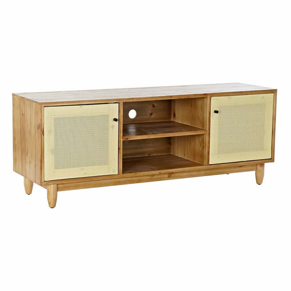 TV furniture DKD Home Decor Brown 140 x 38 x 53 cm Fir Natural Rattan-0