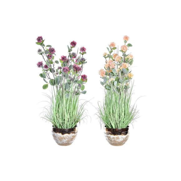 Decorative Plant DKD Home Decor Vase 20 x 20 x 78 cm Porcelain Pink PVC (2 Units)-0
