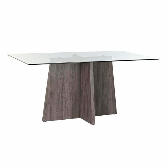 Dining Table DKD Home Decor Crystal Grey Metal Transparent 160 x 90 x 75 cm 30 x 40 cm MDF Wood-0