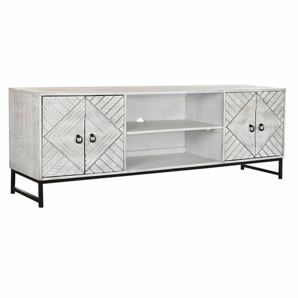 TV furniture DKD Home Decor 180 x 40 x 60 cm Black Metal White Mango wood-0