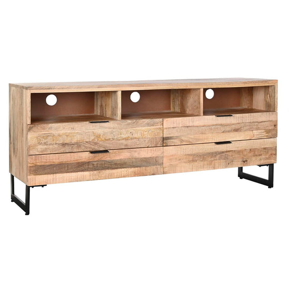 TV furniture DKD Home Decor Natural Black Metal Mango wood (150 x 40 x 65 cm)-0