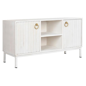 TV furniture DKD Home Decor Golden Metal White Mango wood 120 x 40 x 60 cm-0