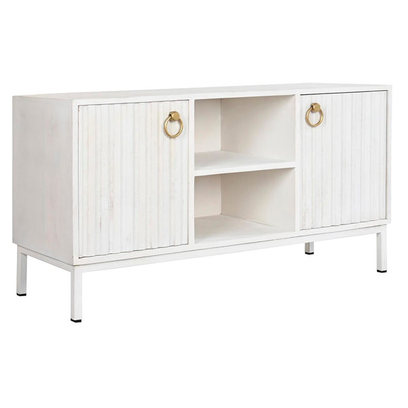TV furniture DKD Home Decor Golden Metal White Mango wood 120 x 40 x 60 cm-0