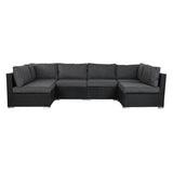 Garden sofa DKD Home Decor 300 x 150 x 65,5 cm 71 x 81 x 67 cm Steel Tempered Glass-5