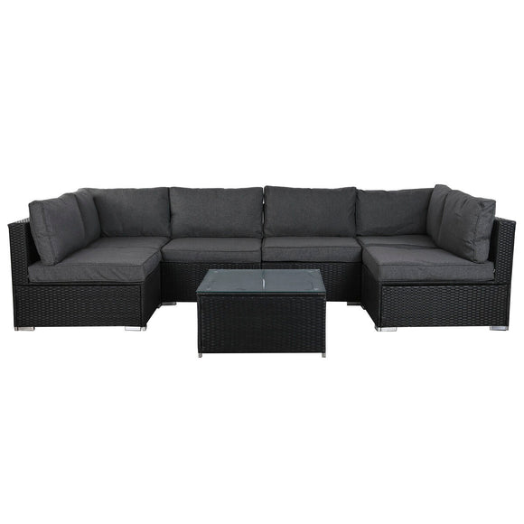 Garden sofa DKD Home Decor 300 x 150 x 65,5 cm 71 x 81 x 67 cm Steel Tempered Glass-0