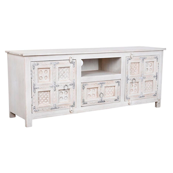 TV furniture DKD Home Decor White Wood Mango wood 151 x 40 x 60 cm-0
