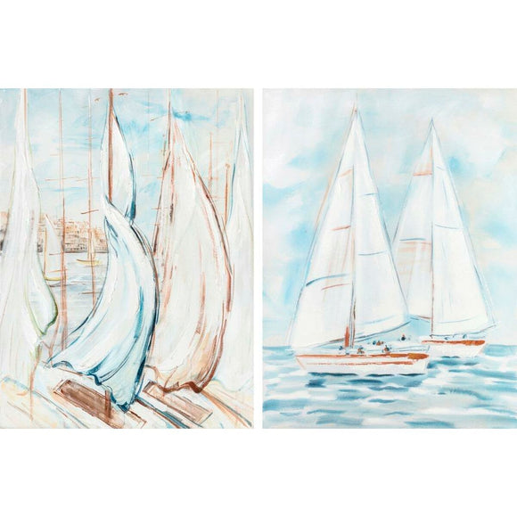 Canvas DKD Home Decor 90 x 3,5 x 120 cm 90 x 3,7 x 120 cm Yachts Mediterranean (2 Units)-0