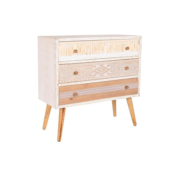Chest of drawers DKD Home Decor Fir Natural Cotton White (80 x 35 x 80 cm)-0