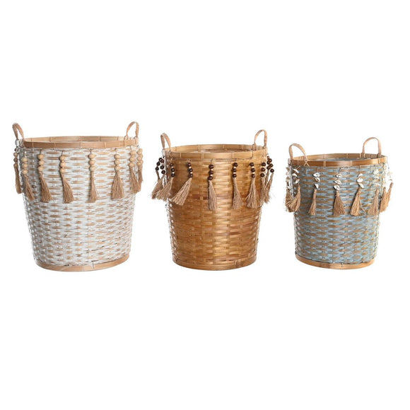 Basket set DKD Home Decor Multicolour Bamboo Boho 49 x 45 x 54 cm-0