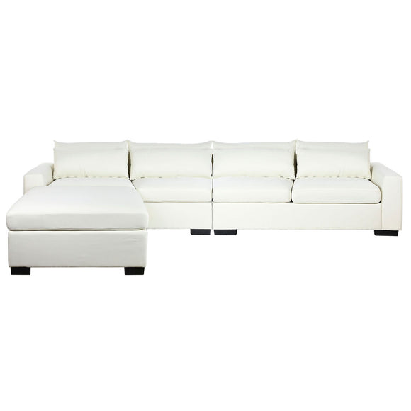 Chaise Longue Sofa DKD Home Decor Beige Cream Wood Modern 386 x 218 x 88 cm-0