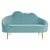 Sofa DKD Home Decor Blue Golden Sky blue Metal Clouds Scandi 155 x 75 x 92 cm-2