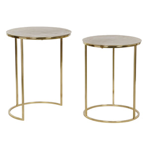 Set of 2 tables DKD Home Decor Golden Metal Aluminium 46 x 46 x 58 cm-0