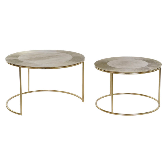 Set of 2 tables DKD Home Decor Golden Metal Aluminium 76 x 76 x 44 cm-0