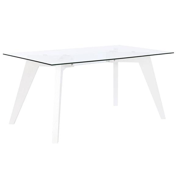 Dining Table DKD Home Decor White Transparent Crystal MDF Wood 160 x 90 x 75 cm-0