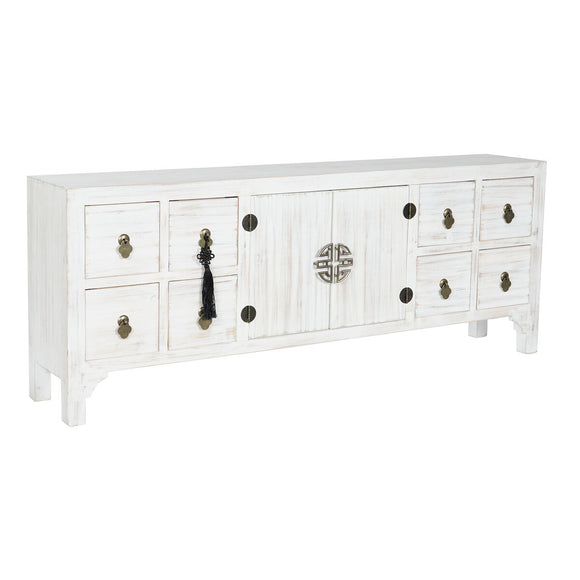 TV furniture DKD Home Decor White Natural Fir MDF Wood 130 x 24 x 51 cm-0
