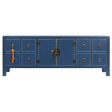 TV furniture DKD Home Decor Blue Golden Fir MDF Wood 130 x 24 x 51 cm-2