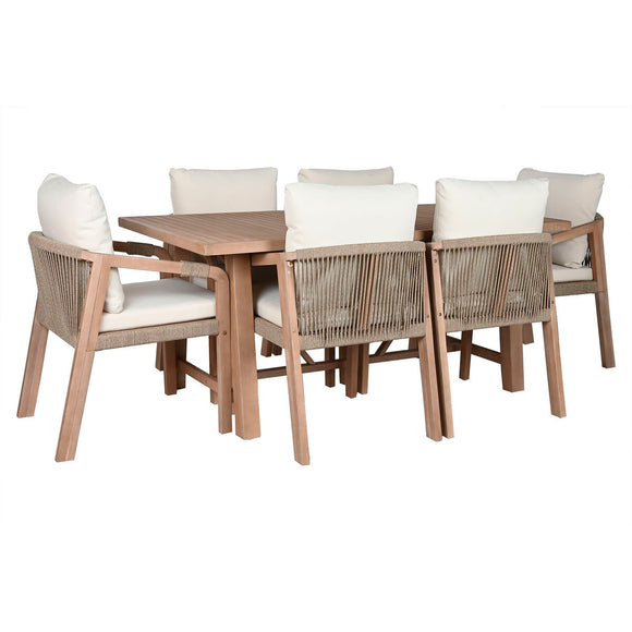 Table set with 6 chairs Home ESPRIT Brown Beige Acacia 170 x 90 x 75 cm-0