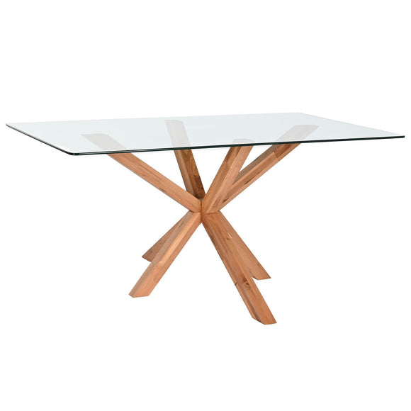 Dining Table Home ESPRIT Oak Tempered Glass 160 x 90 x 75 cm-0
