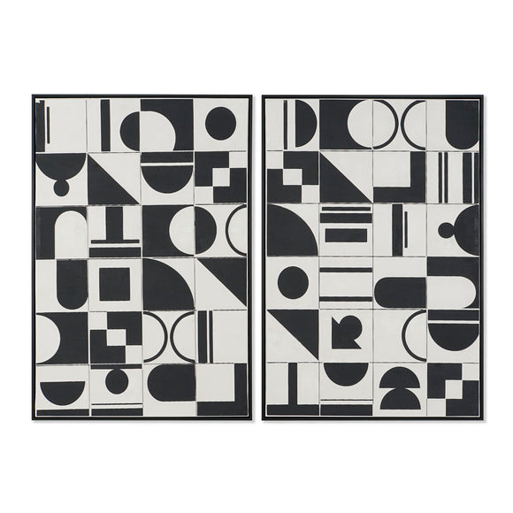 Painting Home ESPRIT White Black Abstract Modern 83 x 4,5 x 123 cm (2 Units)-0