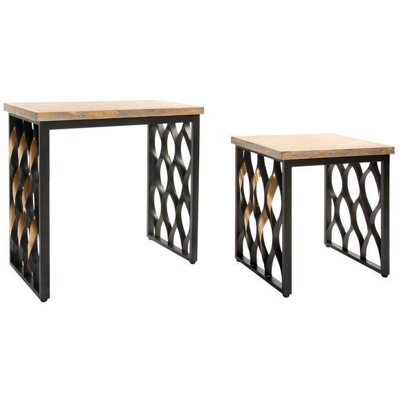 Set of 2 tables Home ESPRIT Wood Metal 64 x 34 x 65 cm-0