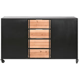 Chest of drawers Home ESPRIT Brown Black Metal Fir Loft 122,5 x 32,5 x 74 cm-3