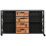 Chest of drawers Home ESPRIT Brown Black Metal Fir Loft 122,5 x 32,5 x 74 cm-4