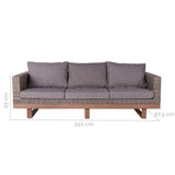 Garden sofa Patsy Grey Aluminium Rattan Acacia 220 x 89 x 64,50 cm-4