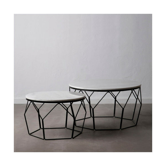 Centre Table 80 x 80 x 46 cm Metal Marble 2 Units-0