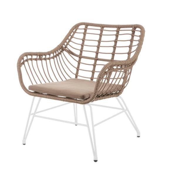 Garden chair Ariki 65 x 62 x 76 cm synthetic rattan Steel White-0