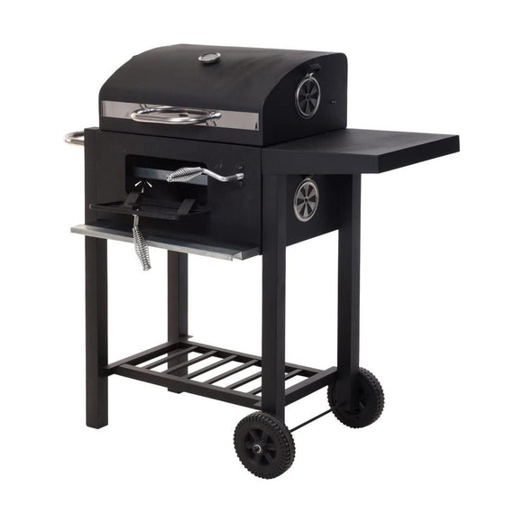 Coal Barbecue with Cover and Wheels 48,5 x 36 x 96 cm Black-0