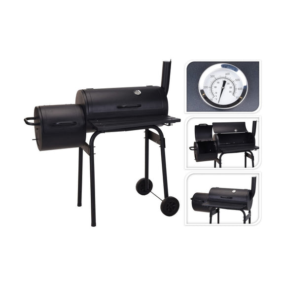 Coal Barbecue with Cover and Wheels Black (112 x 63 x 112 cm)-0