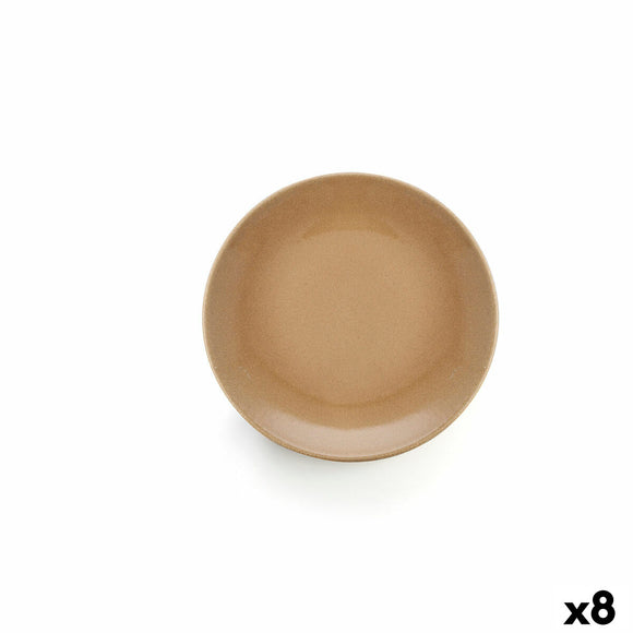 Flat plate Anaflor Baked clay Ceramic Beige (25 cm) (8 Units)-0